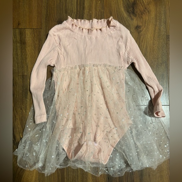 Baby Girls Rib Knit Tulle Onesie Bodysuit - Picture 1 of 2